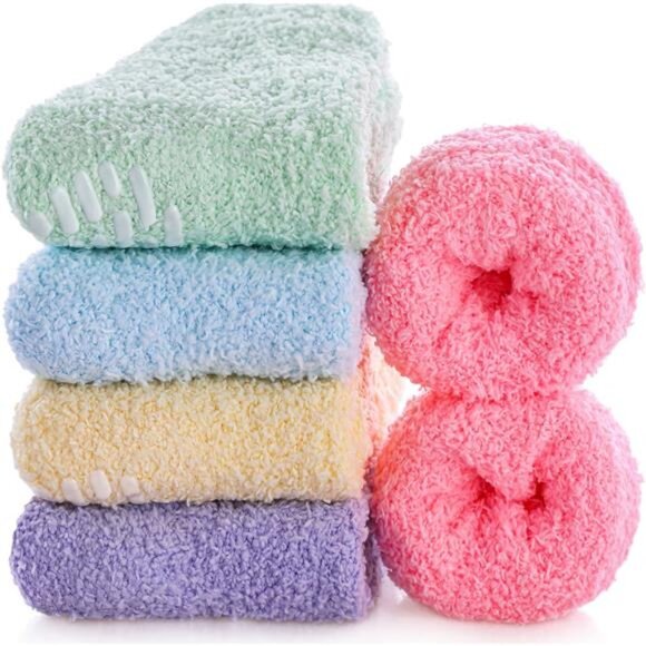 Slipper Socks for Women Cozy Hospital Socks Soft Fluffy with Grips Socks Warm - Picture 6 of 7